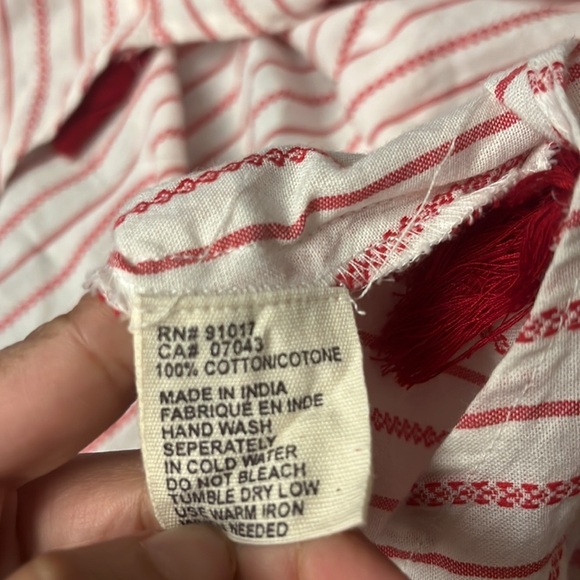 Luna Moon Off-Shoulder Red-White Embroidered Flowers and Tassel Mini Dress - Picture 12 of 12